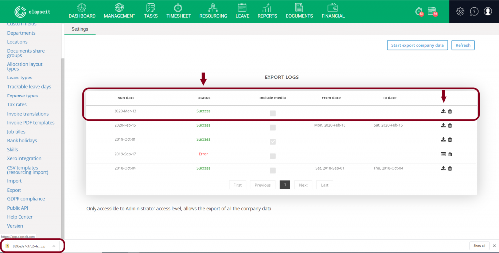 Import and/or Export data | elapseit Help Center