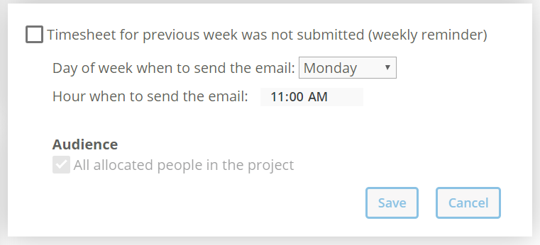 Reminder for submitting the timesheet