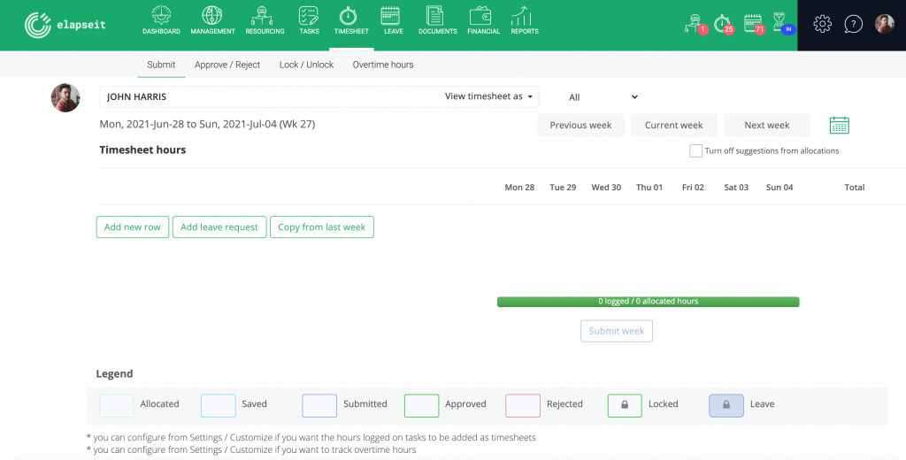 Submitting hours on projects | elapseit Help Center