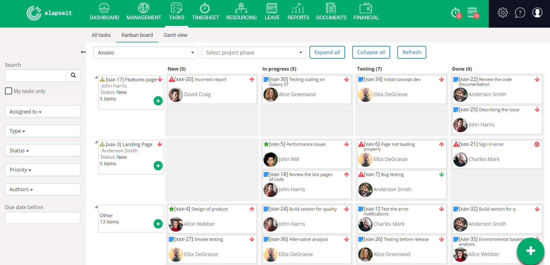 How to use Kanban board for every project in elapseit