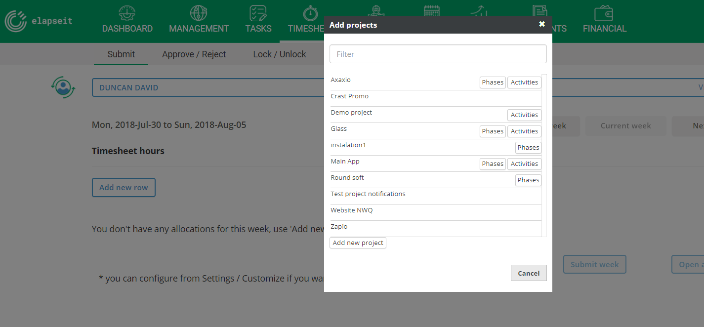 Submitting hours on projects | elapseit Help Center