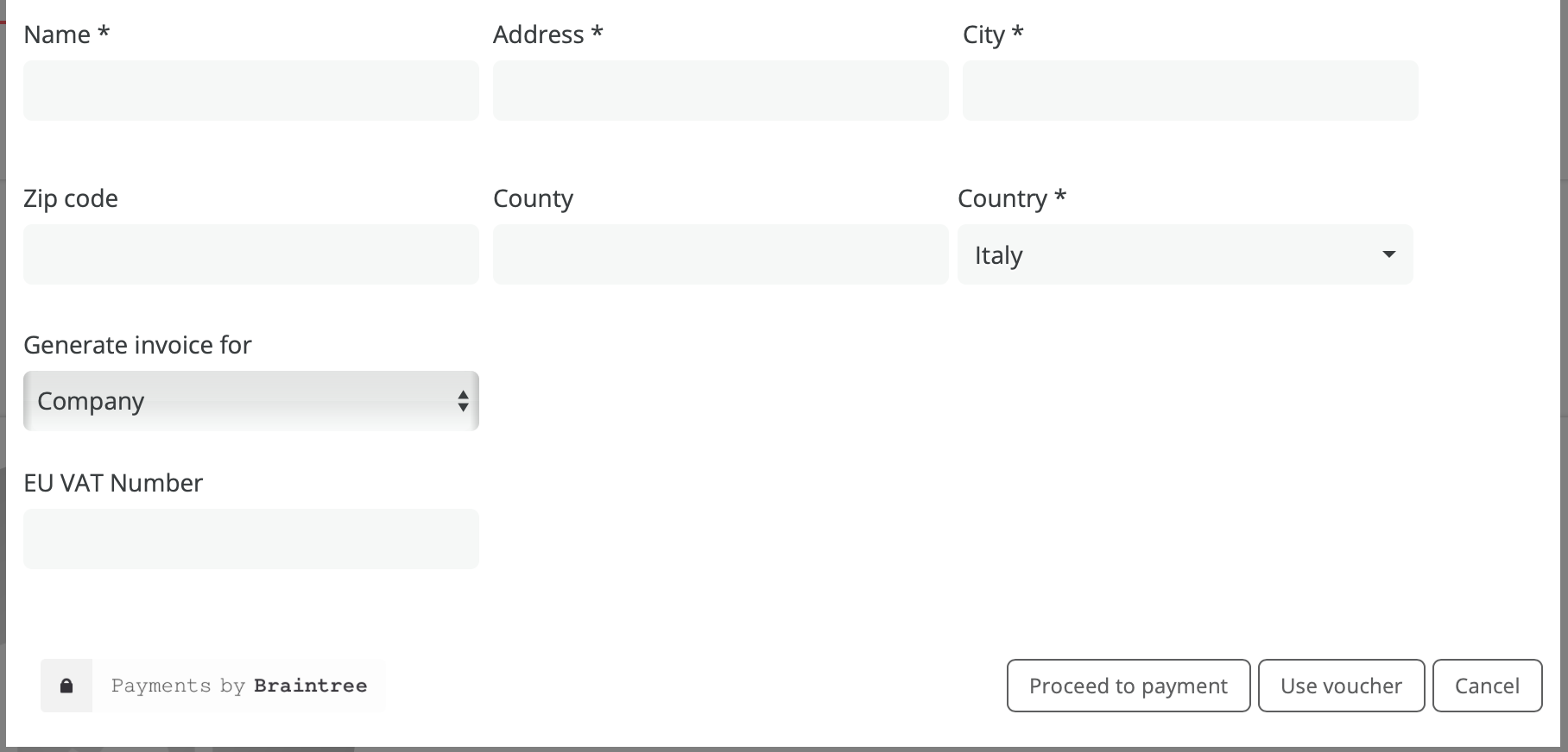 Company information for invoicing