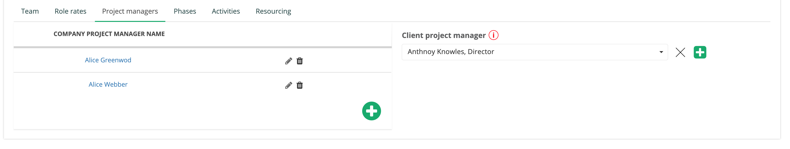 Adding the project manager and client PM