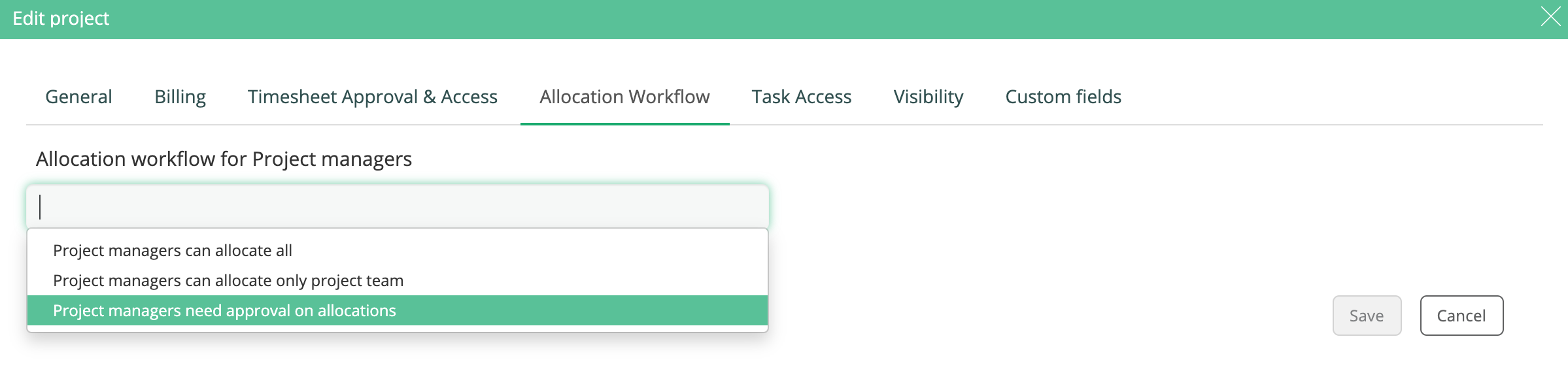 Allocation workflow for PM