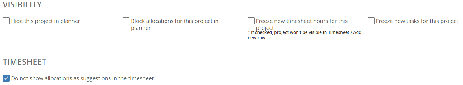 Visibility and timesheet details
