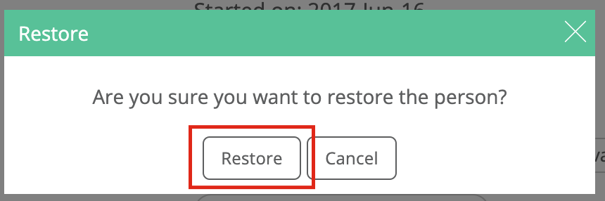 Restore account button