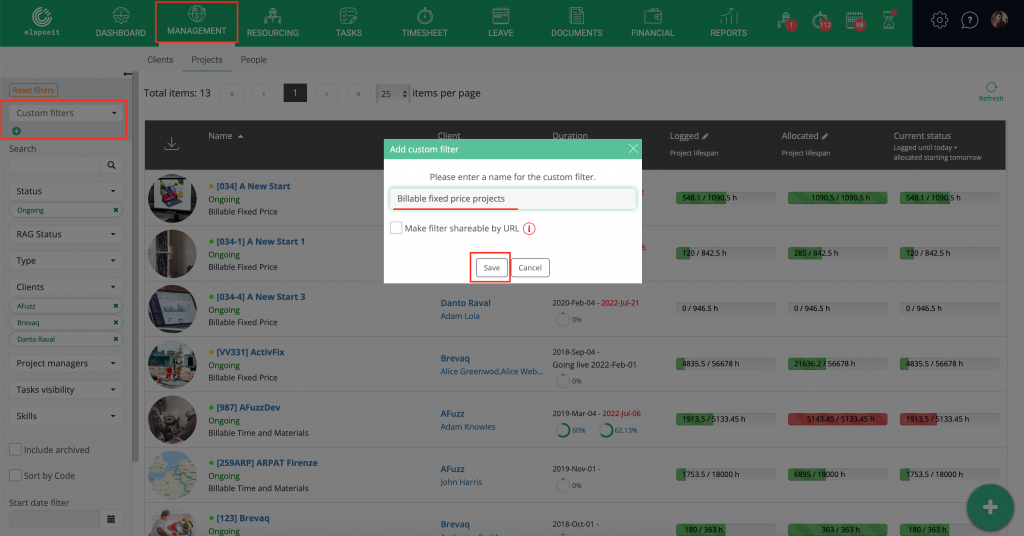 How to add a custom filter